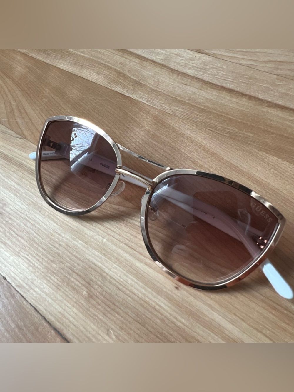 Guess Gold Frame Sunglasses with Brown Gradient Lenses